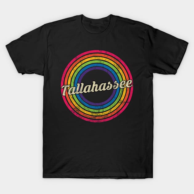 Tallahassee - Retro Rainbow Faded-Style T-Shirt by MaydenArt